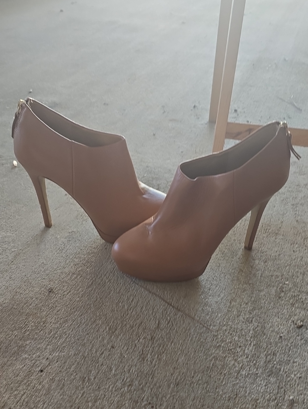 Nine West Tan Leather High Heel Ankle Booties